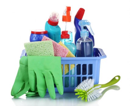 Staff member using PPE during carpet cleaning